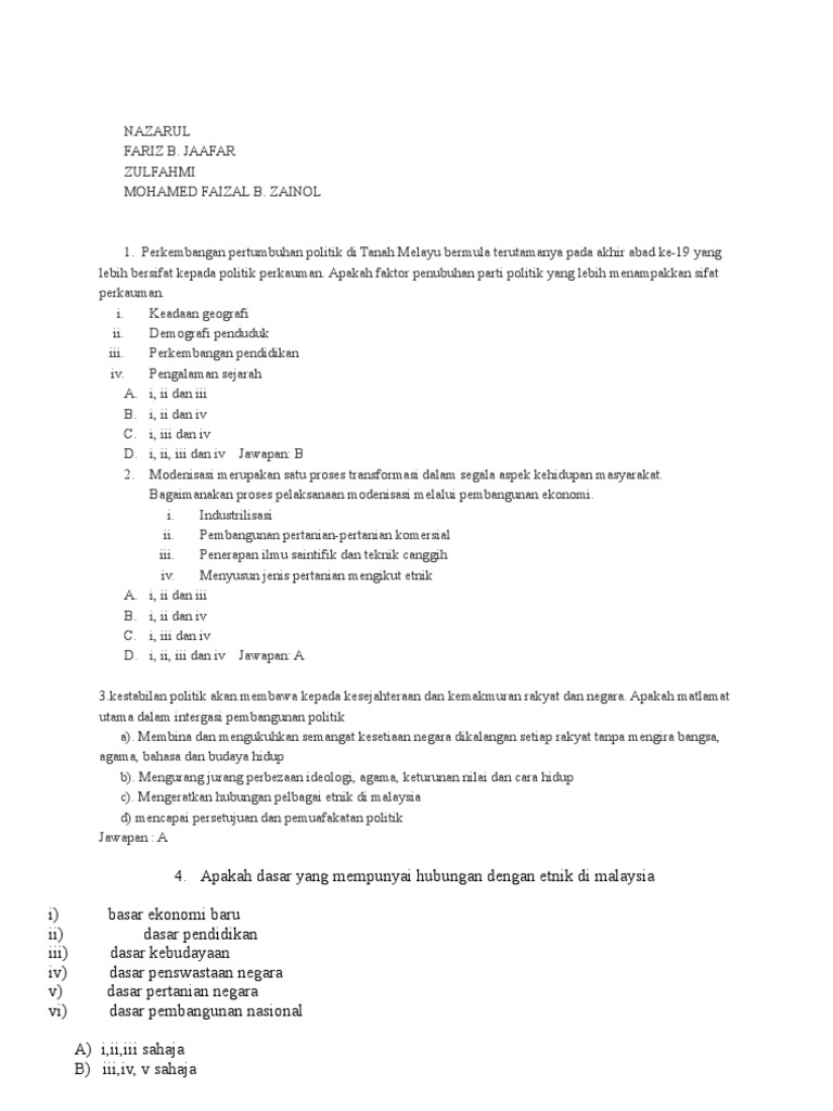 Soalan Latihan Etnik 1 Pdf