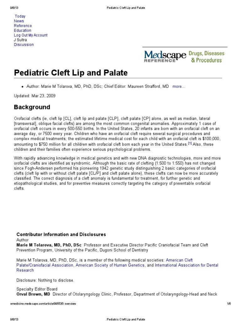 Pediatric Cleft Lip and Palate PDF Otorhinolaryngology Medicine