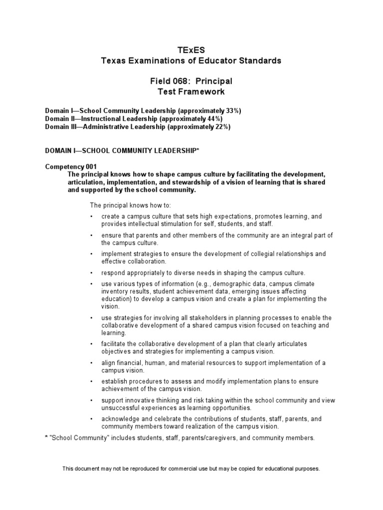 Texas Principal Competencies Competence (Human Resources) Curriculum