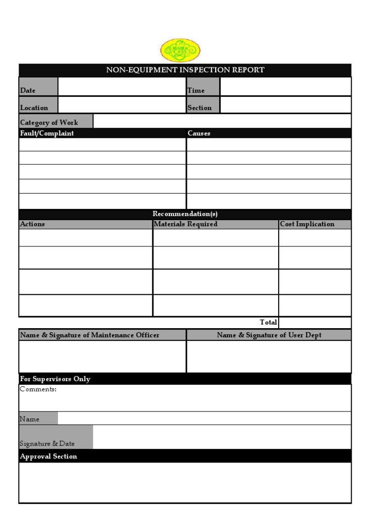 Non-Equipment Inspection Report Template | PDF | Business | Technology ...