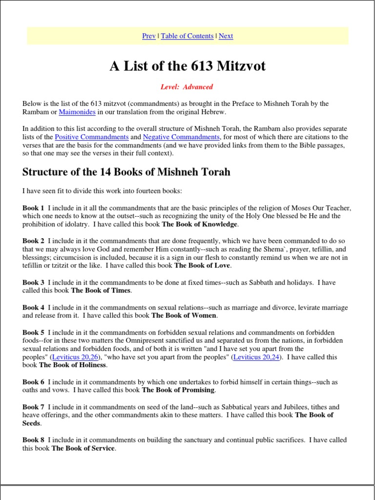 A List of The 613 Mitzvot | PDF | Passover | Loans