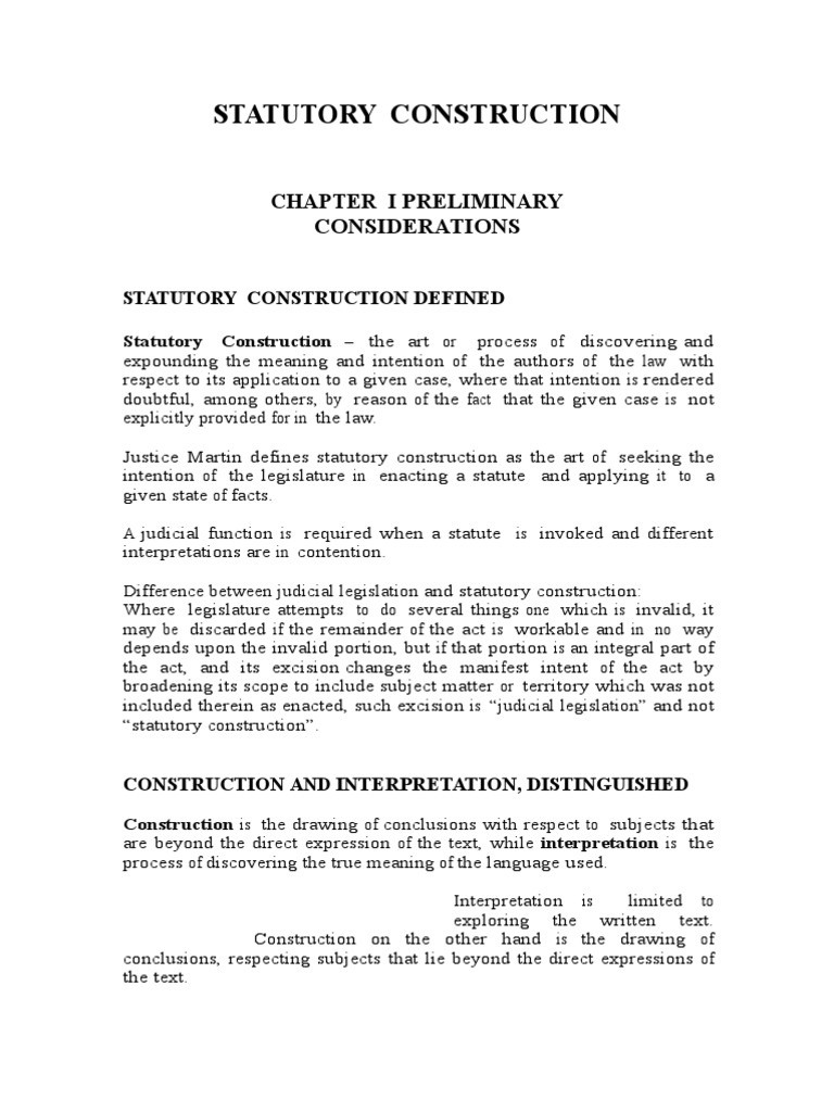 Understanding Statutory Construction | PDF | Statutory Interpretation ...