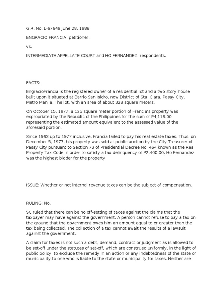 Francia Vs Intermediate Appellate Court PDF