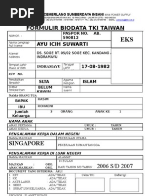 Contoh Biodata Pra