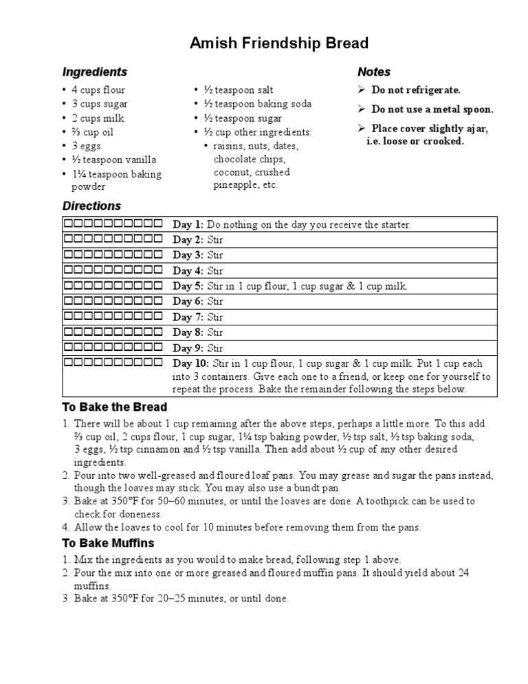 Amish Friendship Bread Recipe