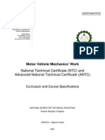 Motor Vehicle Mechanics' Work: National Technical Certificate (NTC) and Advanced National Technical Certificate (ANTC)