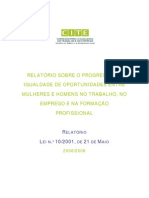 Relatório sobre o Progresso da Igualdade de Oportunidades entre Mulheres e Homens no Trabalho, no Emprego e na Formação Profissional 2006/2008