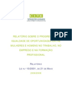 Relatório Sobre o Progresso Da Igualdade de Oportunidades Entre Mulheres e Homens No Trabalho, No Emprego e Na Formação Profissional 2006/2008