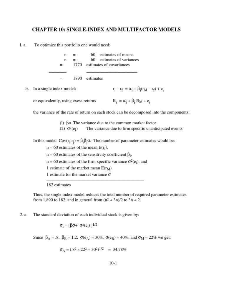 Single-Index Model Analysis | PDF | Beta (Finance) | Covariance