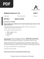 Download BMAT Past Paper 2009 Section 1 by Kerry-Ann Williams SN166557962 doc pdf