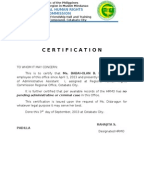 What is the format for a certificate of employment?