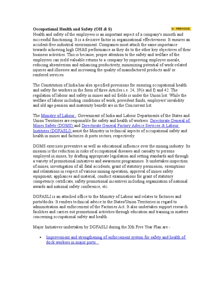 Occupational Health and Safety | PDF | Occupational Safety And Health ...