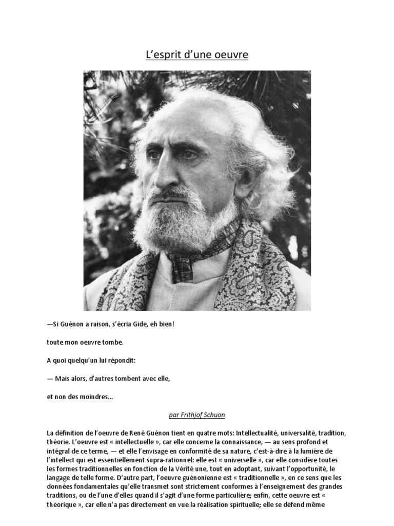 L'esprit D'une Oeuvre (Guénon) | PDF | Métaphysique | Vérité