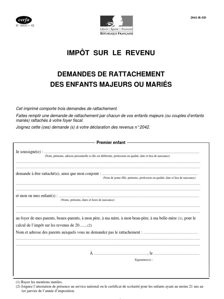 Demande De Rattachement Des Enfants L Un Ou Aux Deux Parents