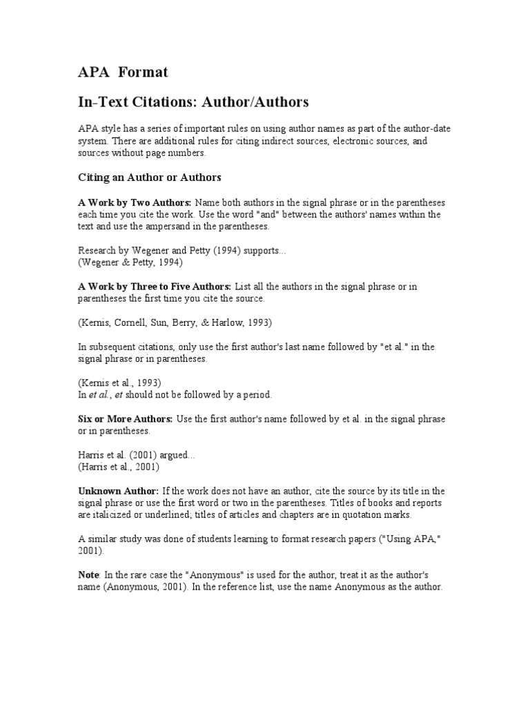 APA Format Citation Written Communication