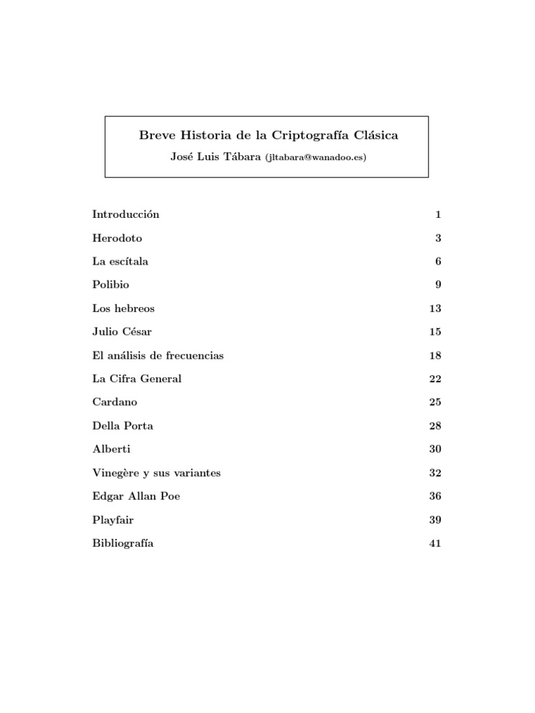 Breve Historia De La Criptografia Clasica Pdf Criptografía