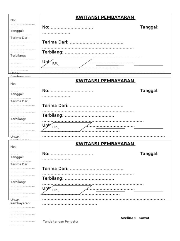 Form Kosong Kwitansi Form Kosong Kwitansi