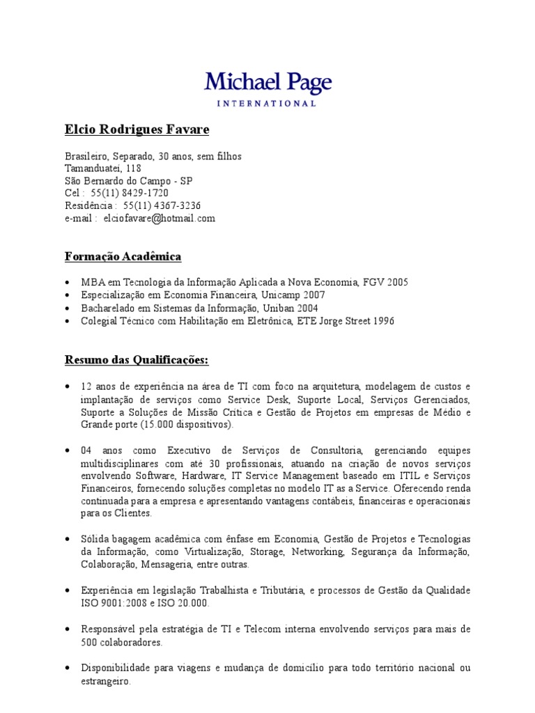 exemple cv michael page