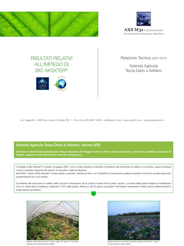 Fertilizzanti Innovativi Bio Aksxter Relazione Tecnica