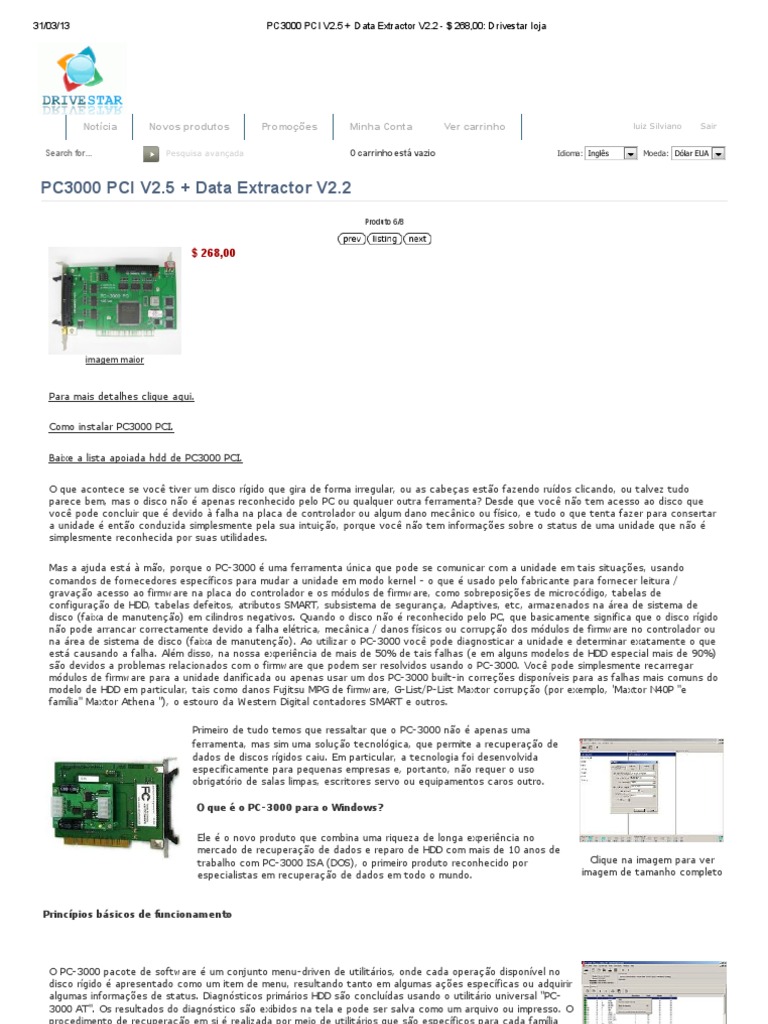 PC3000 PCI V2.5 + Data Extractor V2 PDF Drive de disco rígido