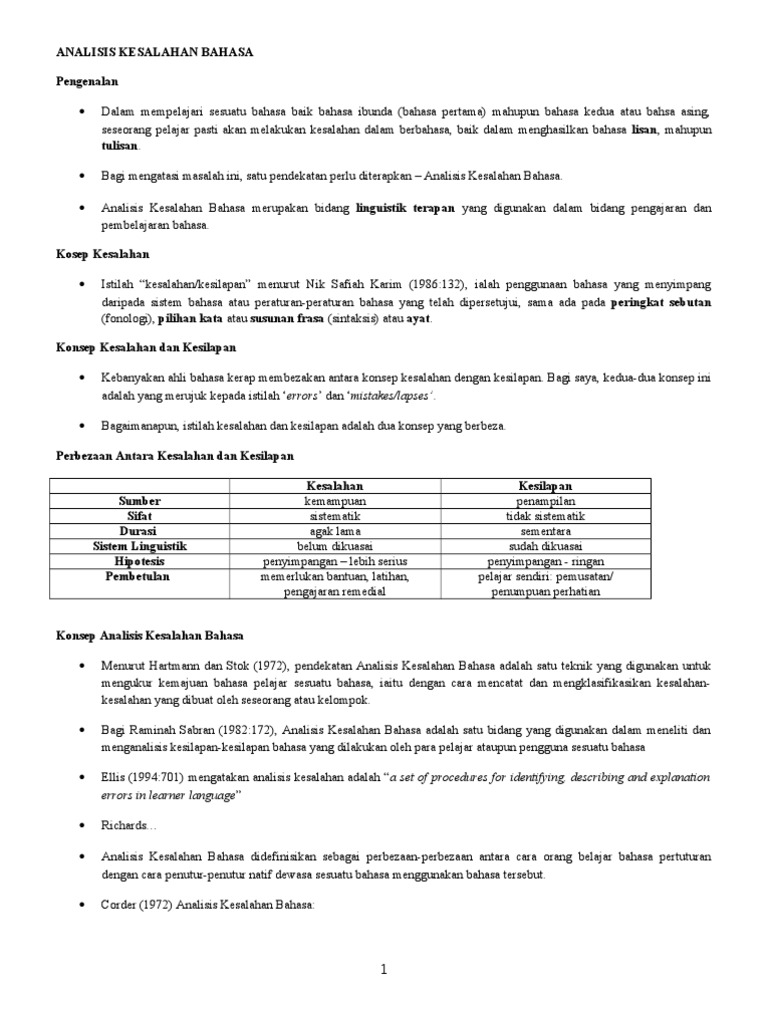 Analisis Kesalahan Bahasa Pdf