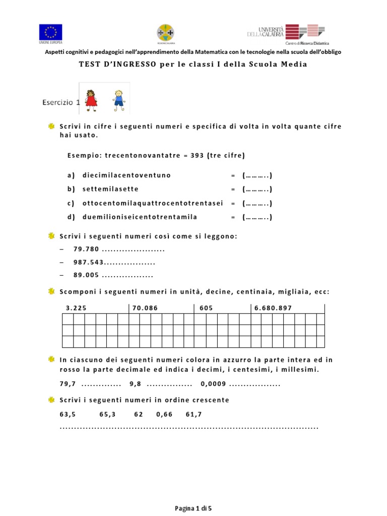 Test Ingresso Matematica Seconda Media Pdf