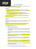 call option agreement free sample