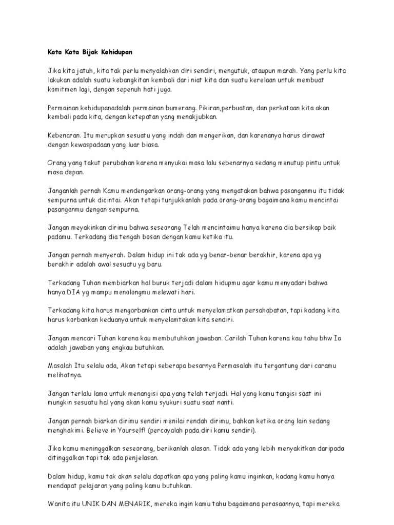 Kata Kata Bijak Kehidupan Kata Kata Bijak Kehidupan