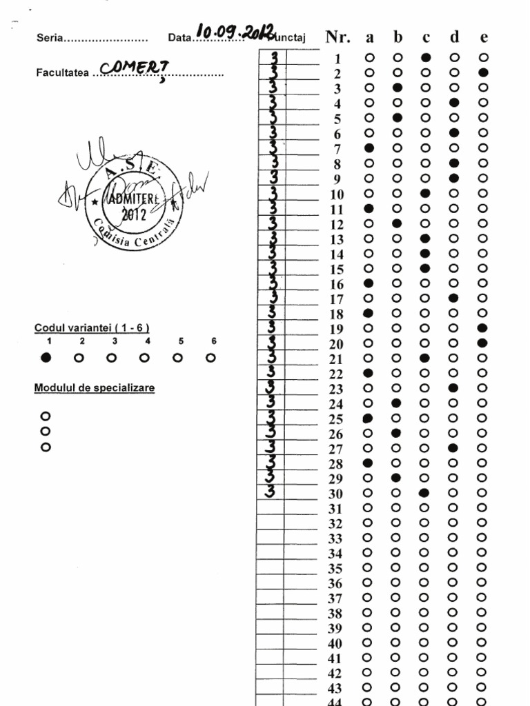 Test Grila Admitere Masterat Comert Ase PDF | PDF