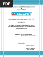 Download THE STUDY OF MARKET POTENTIAL OF HI-TECH  ROLLER PENS WITH REFERENCE TO LUXOR WRITING INSTUMENTS Pvt Ltd by sinvaibhav SN16667207 doc pdf