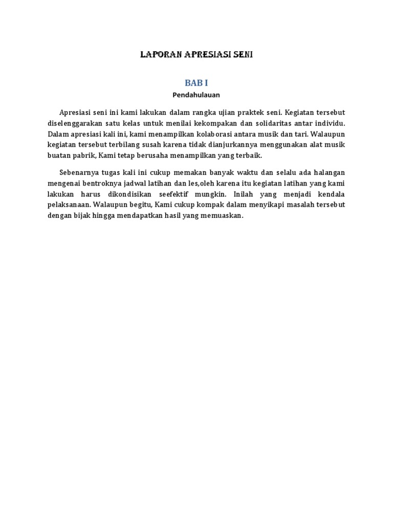 Laporan Apresiasi Seni