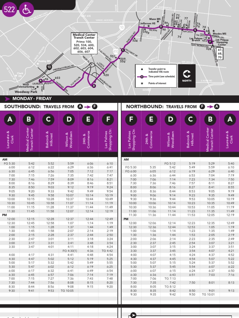 VIA Bus Schedule 522 Babcock PDF Fare Bus