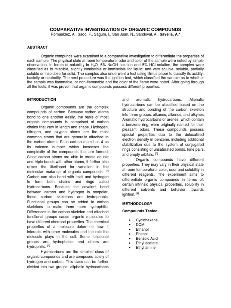 Comparative Investigation of Organic Solubility | PDF | Solution ...