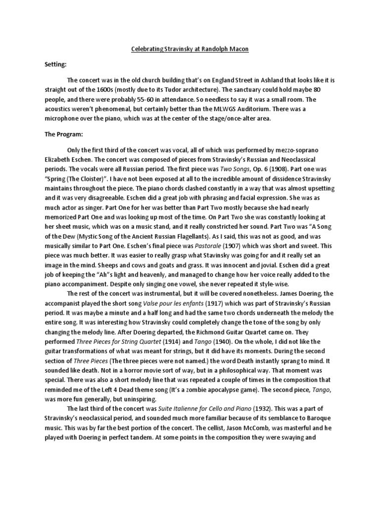 essay on musical event