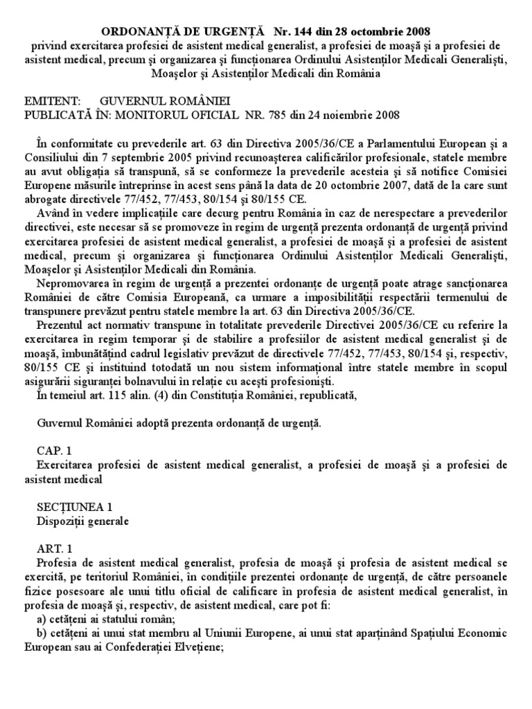 4.OUG 144-2008 Profesia | PDF