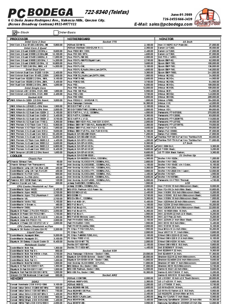 Price List PDF Computer Hardware Computing And Information Technology