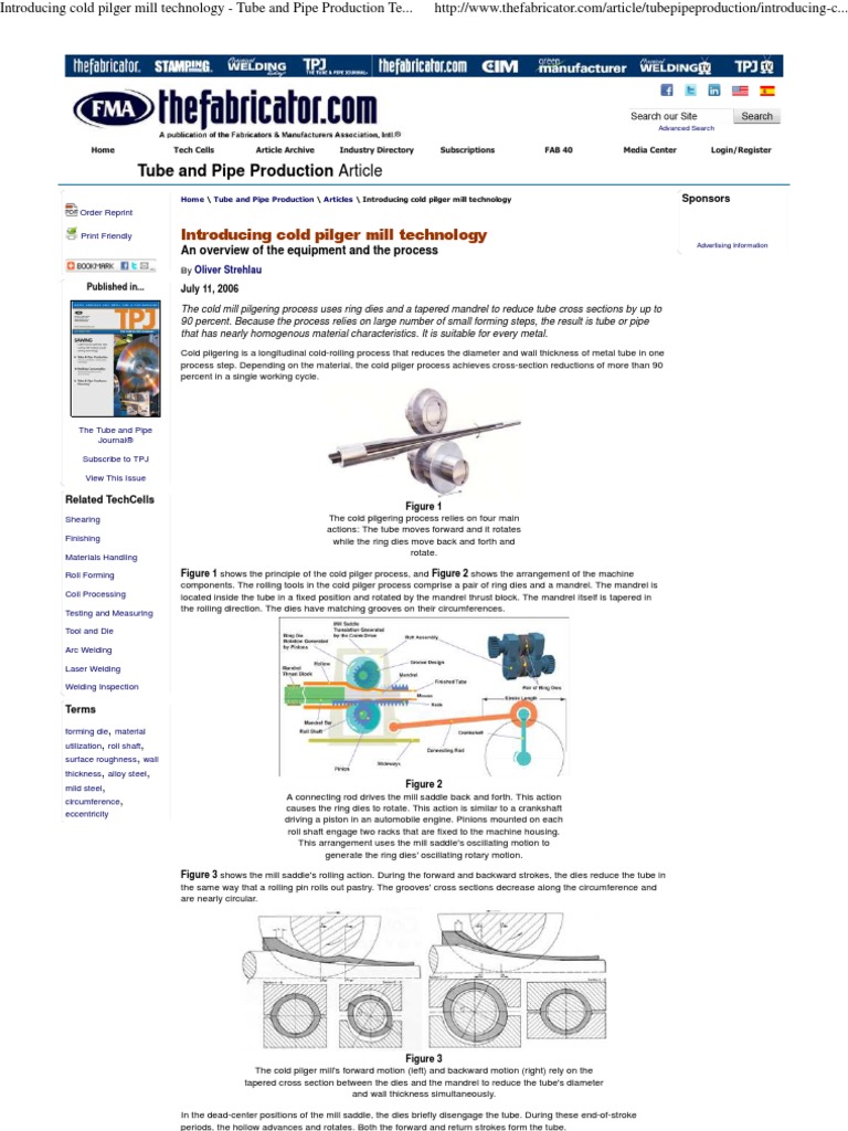 Introducing Cold Pilger Mill Technology Tube and Pipe Production