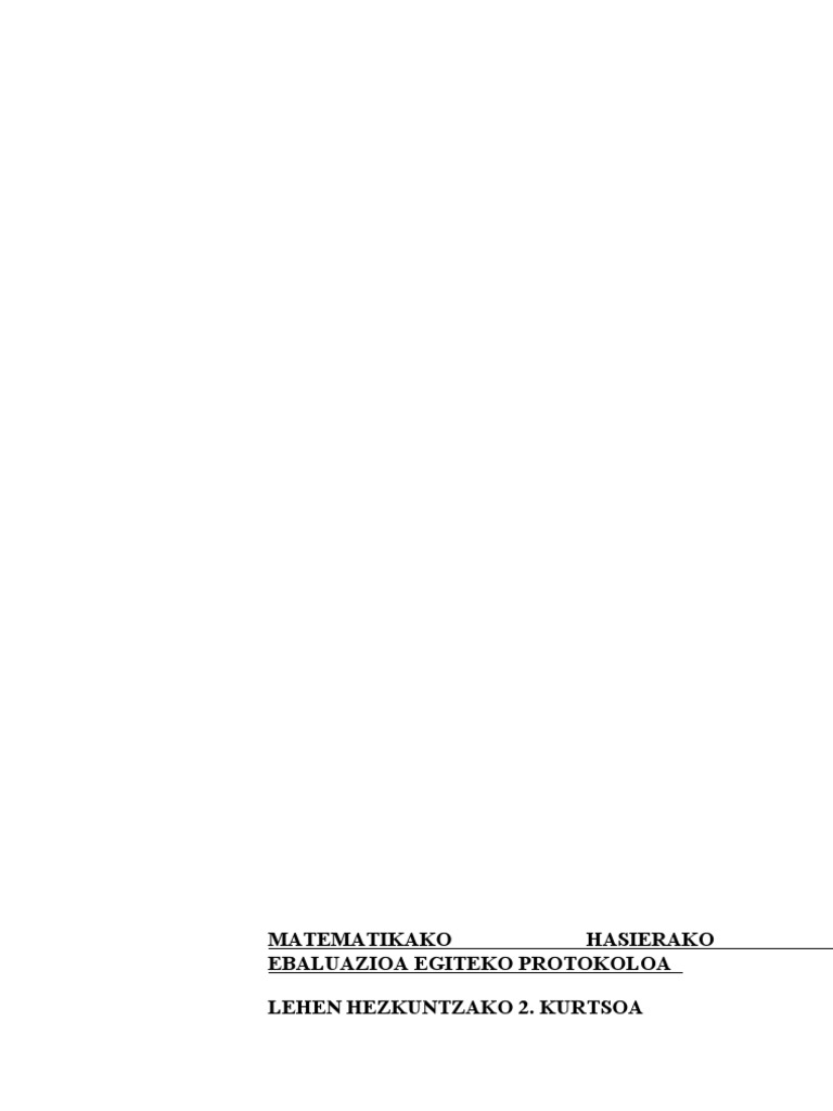 Hasierako Ebaluaketa Matematika Lh2 | PDF