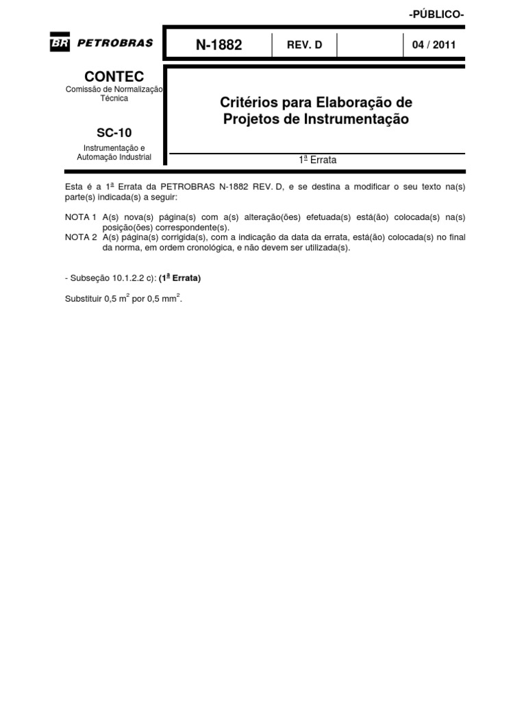 Critérios para Projetos de Instrumentação | PDF | Hidrogênio