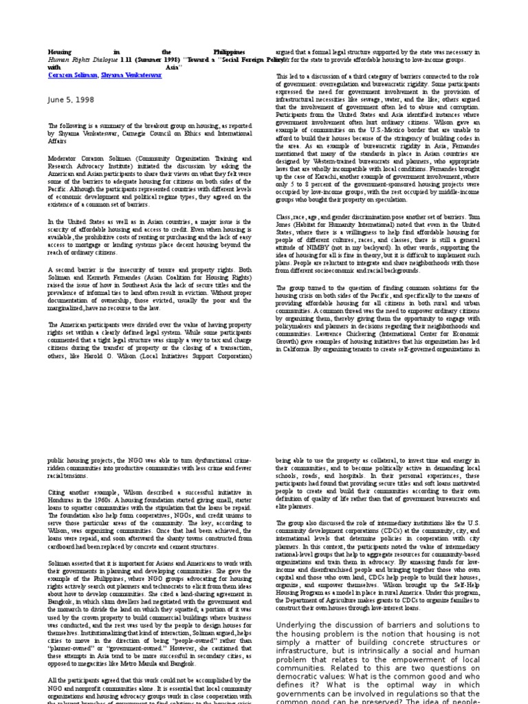 Housing in The Philippines | PDF | Business
