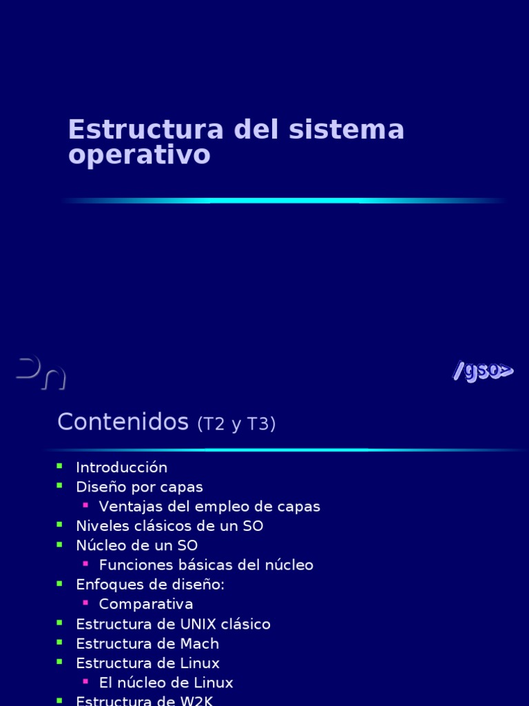 Estructura del SO Kernel (sistema operativo) Sistema