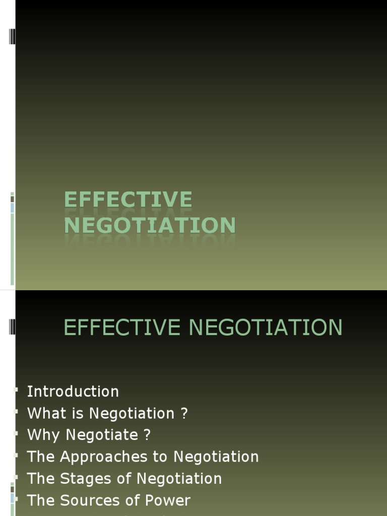 Effective Negotiation-O | PDF | Negotiation | Nonverbal Communication