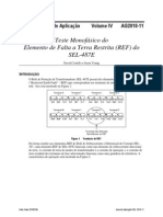 Teste Monofasico Do Elemento de Falta A Terra Restrita REF Do SEL 487E