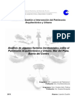 Análisis de Algunos Factores Incidenciales Sobre El Patrimonio Arquitectónico y Urbano. Mar Del Plata. Barrio Del Centro (Índice de Contenidos)