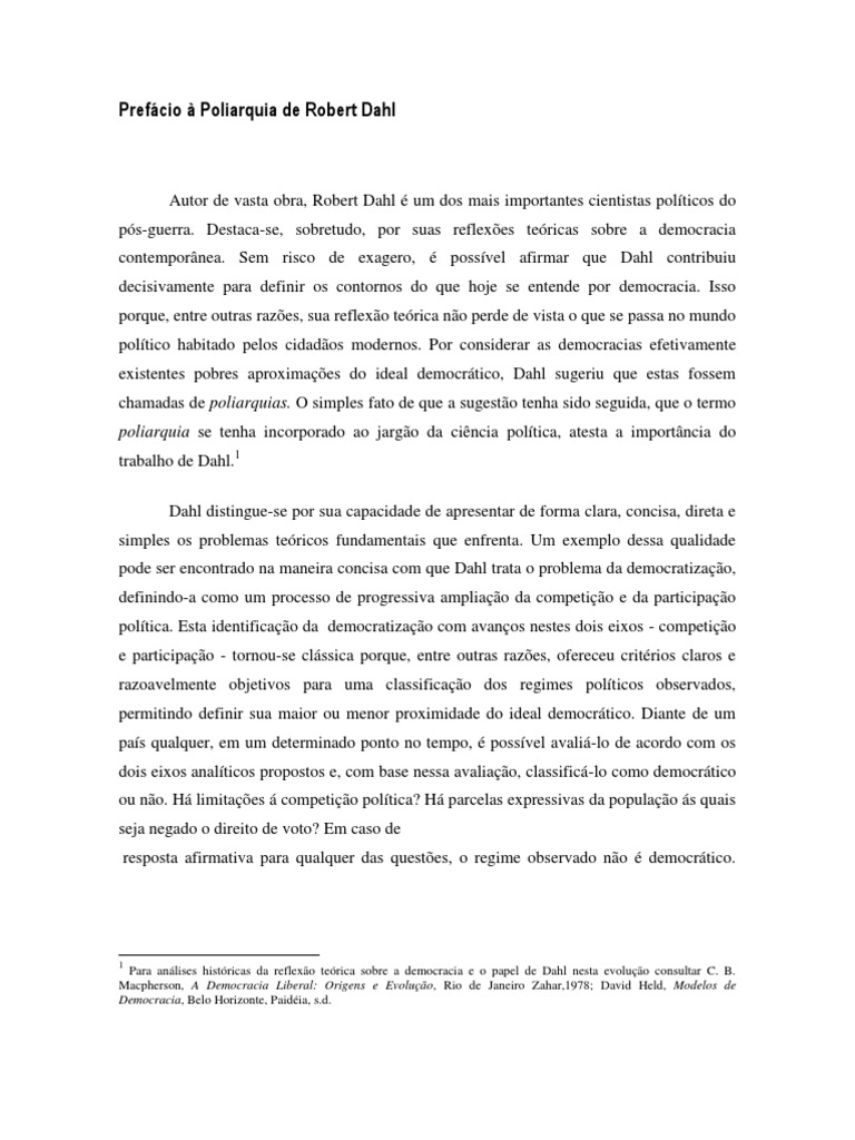 Com Base No Texto De Robert Dahl No Quadro
