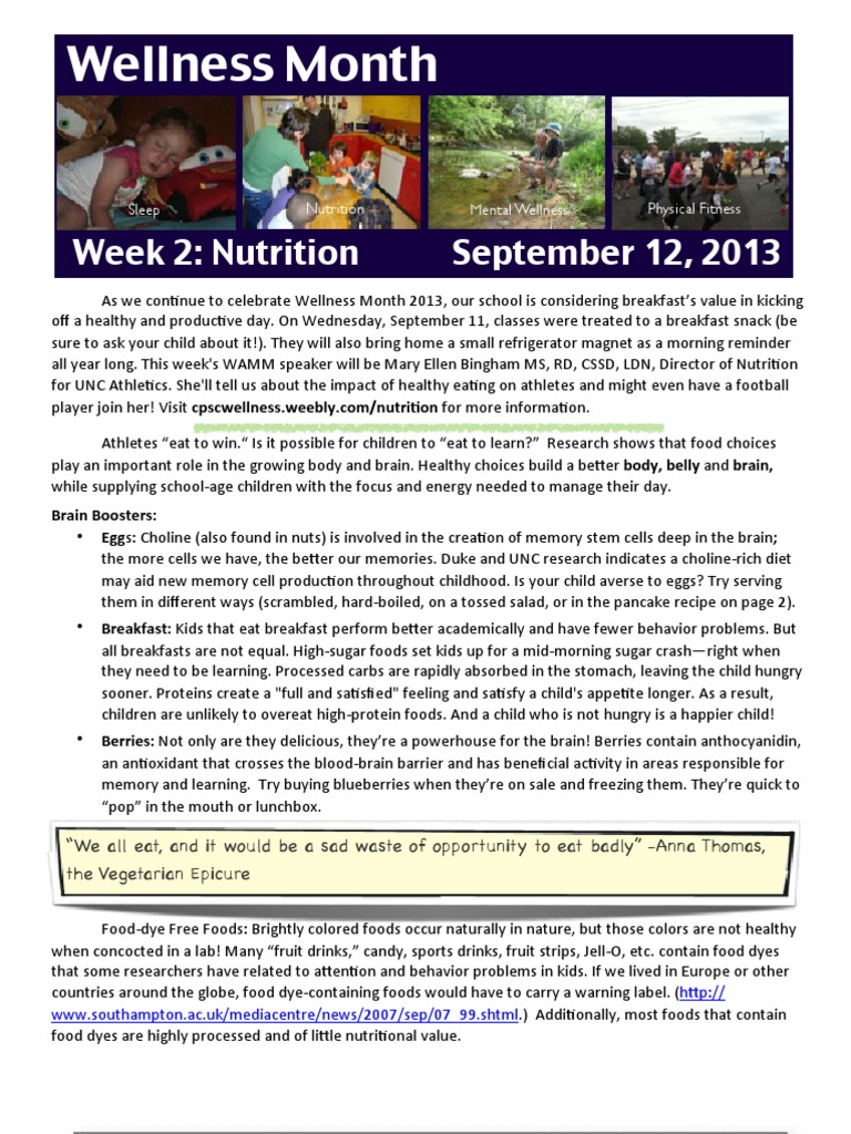 Wellness Newsletter September Nutrition | PDF | Pancake | Food And Drink