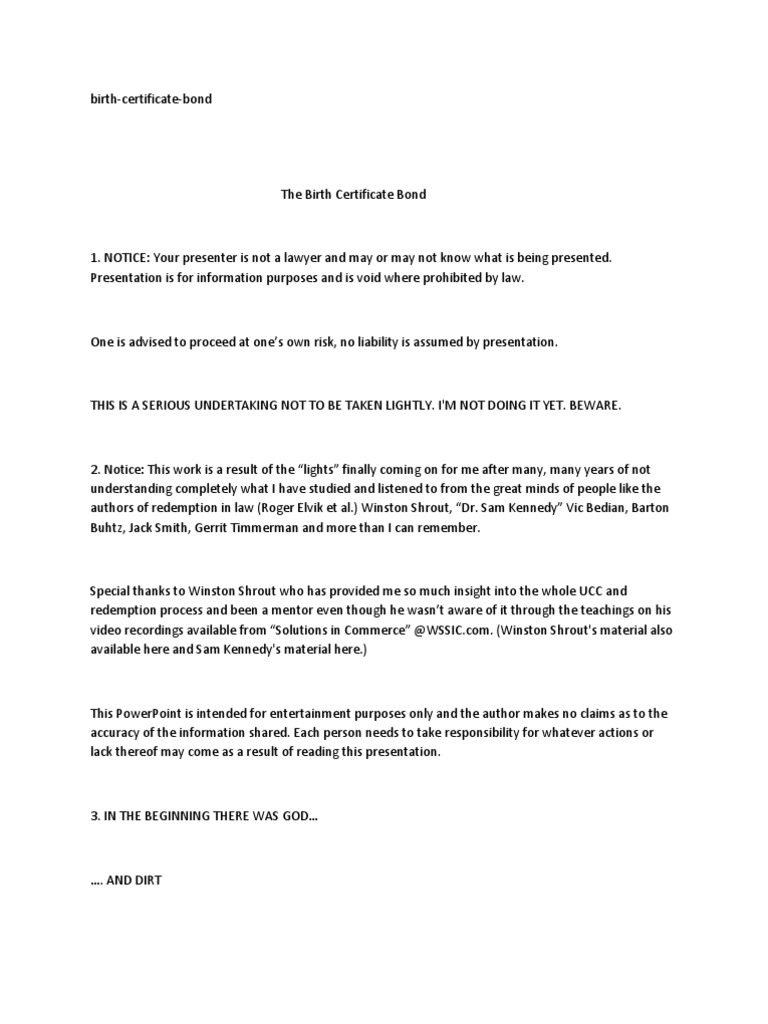 The Birth Certificate Bond PDF Trust Law Beneficiary (Trust)