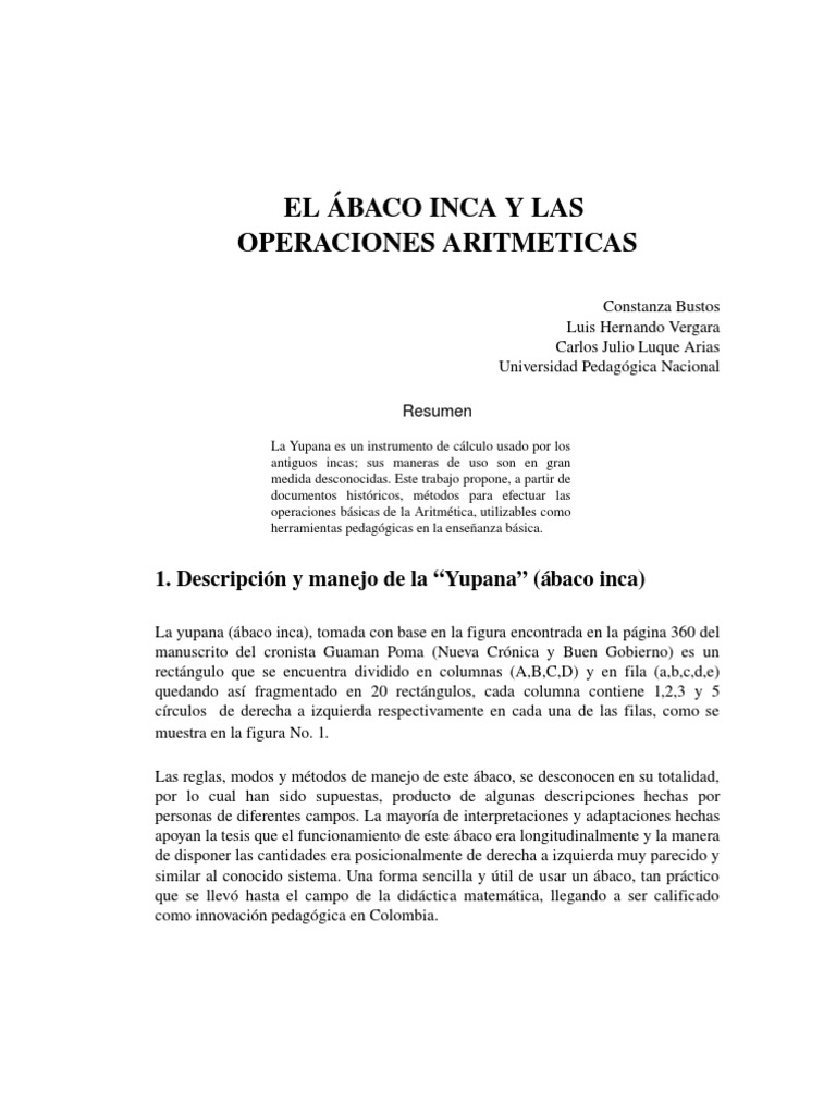 Anexo Abaco - Inca (Yupana) PDF | PDF | División (Matemáticas ...