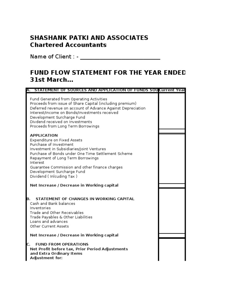 H - 3 Fund Flow Statement | PDF