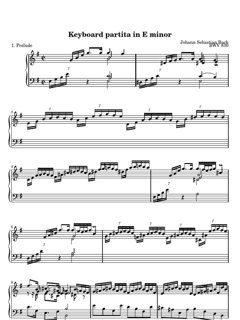 Bach, Johann Sebastian Keyboard Partita in E Minor Principal PDF PDF
